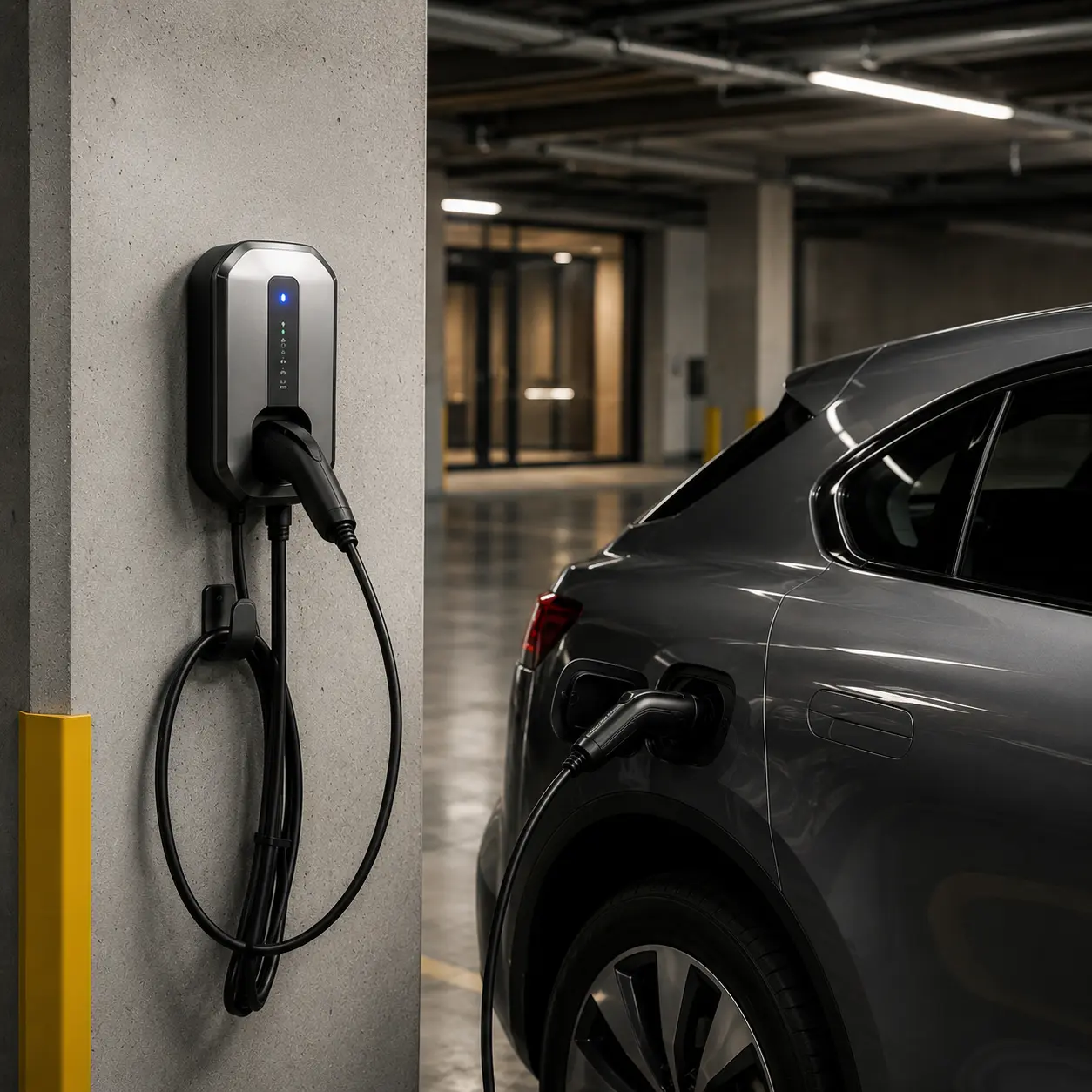 Electrician installing EV charger in Welland Ontario