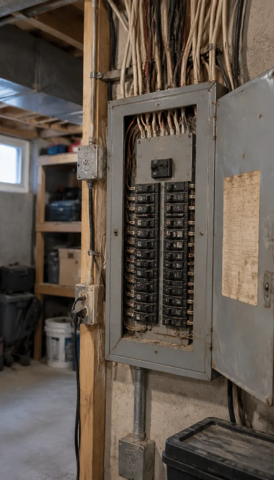 Old electrical panel requiring upgrade