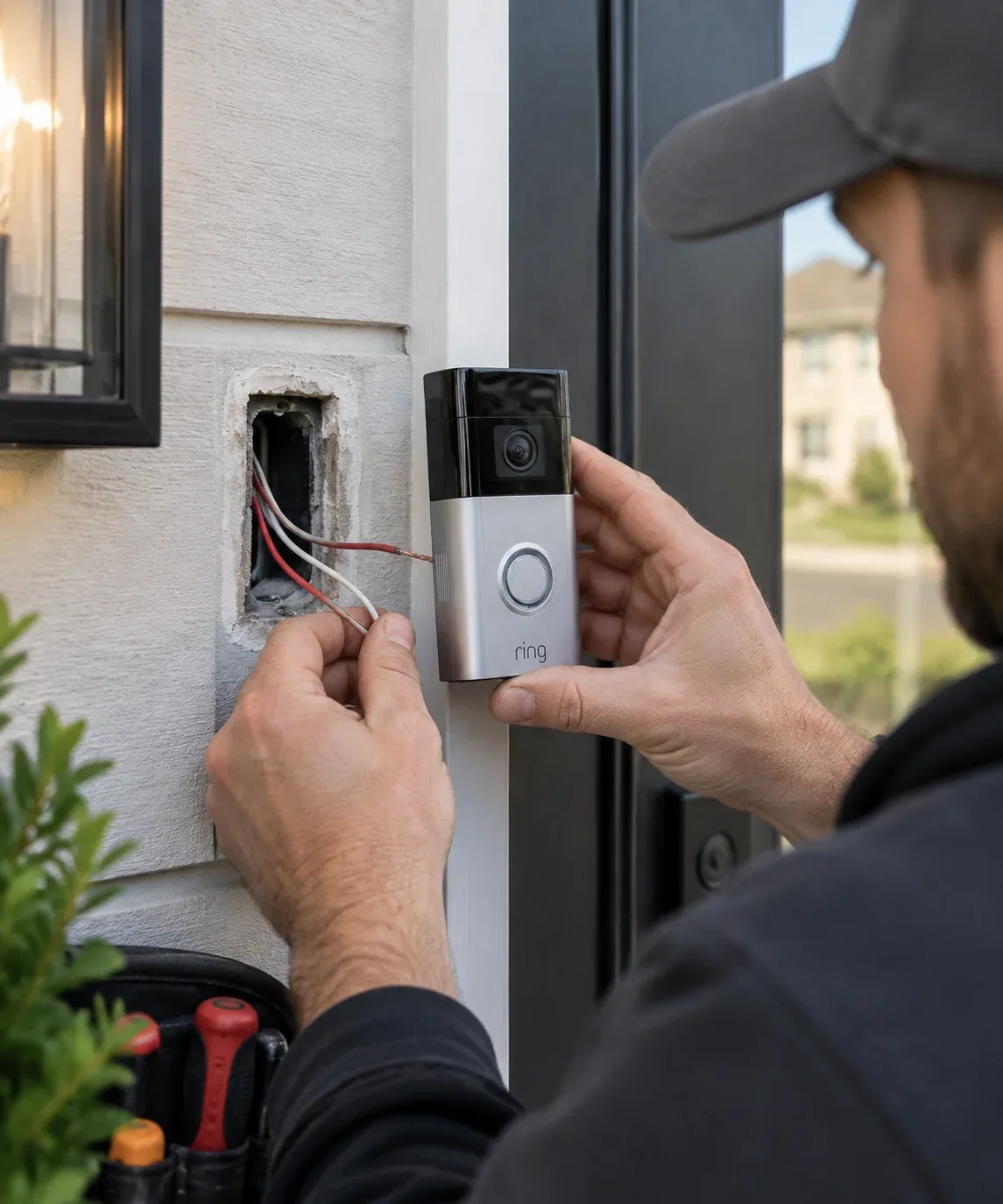 Wired smart doorbell camera installation