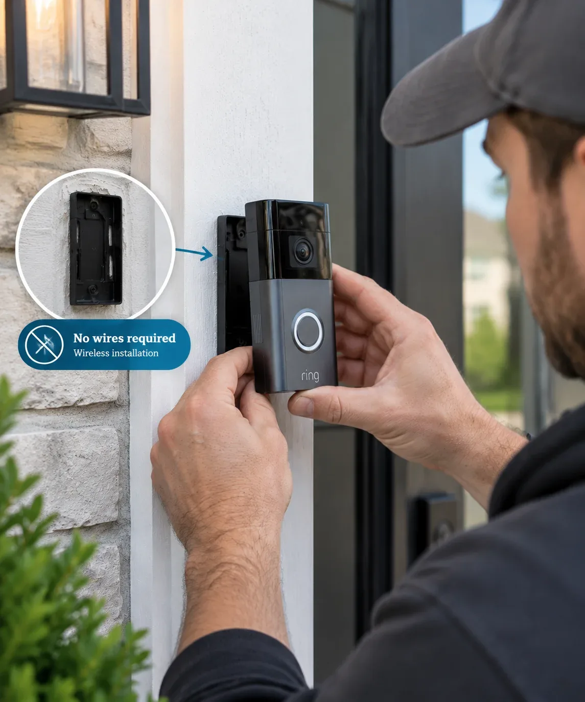Wireless smart doorbell camera